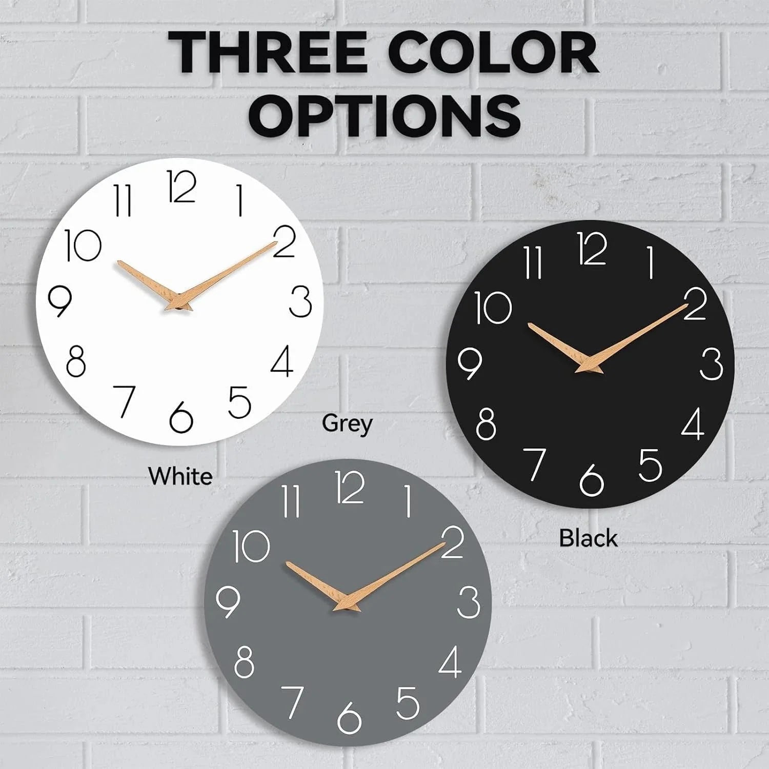Wall Clock,14''Wooden Silent Non-Ticking, Decorative Battery Operated Wall Clock 07FC0E-D4 - KOEEK [2]