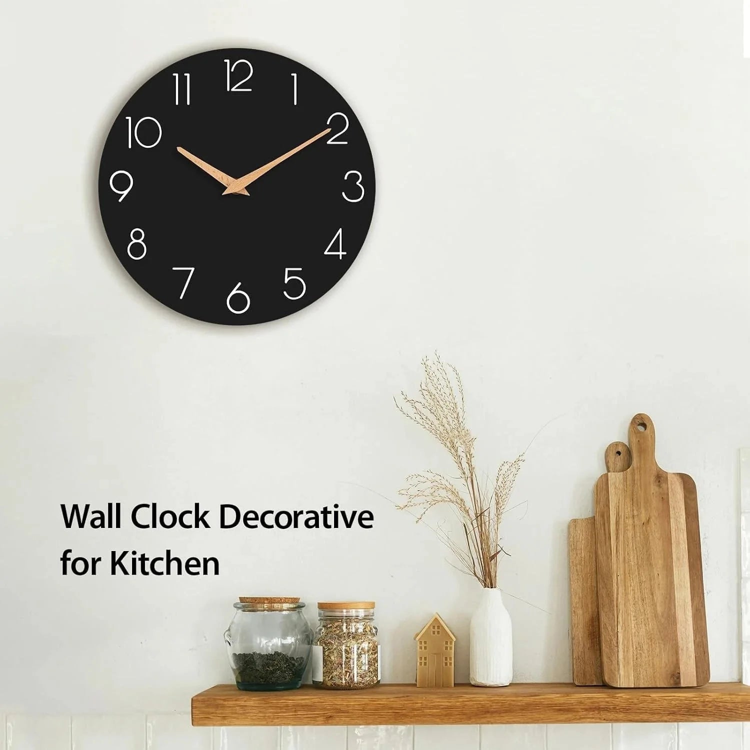 Wall Clock,14''Wooden Silent Non-Ticking, Decorative Battery Operated Wall Clock 07FC0E-D4 - KOEEK [3]