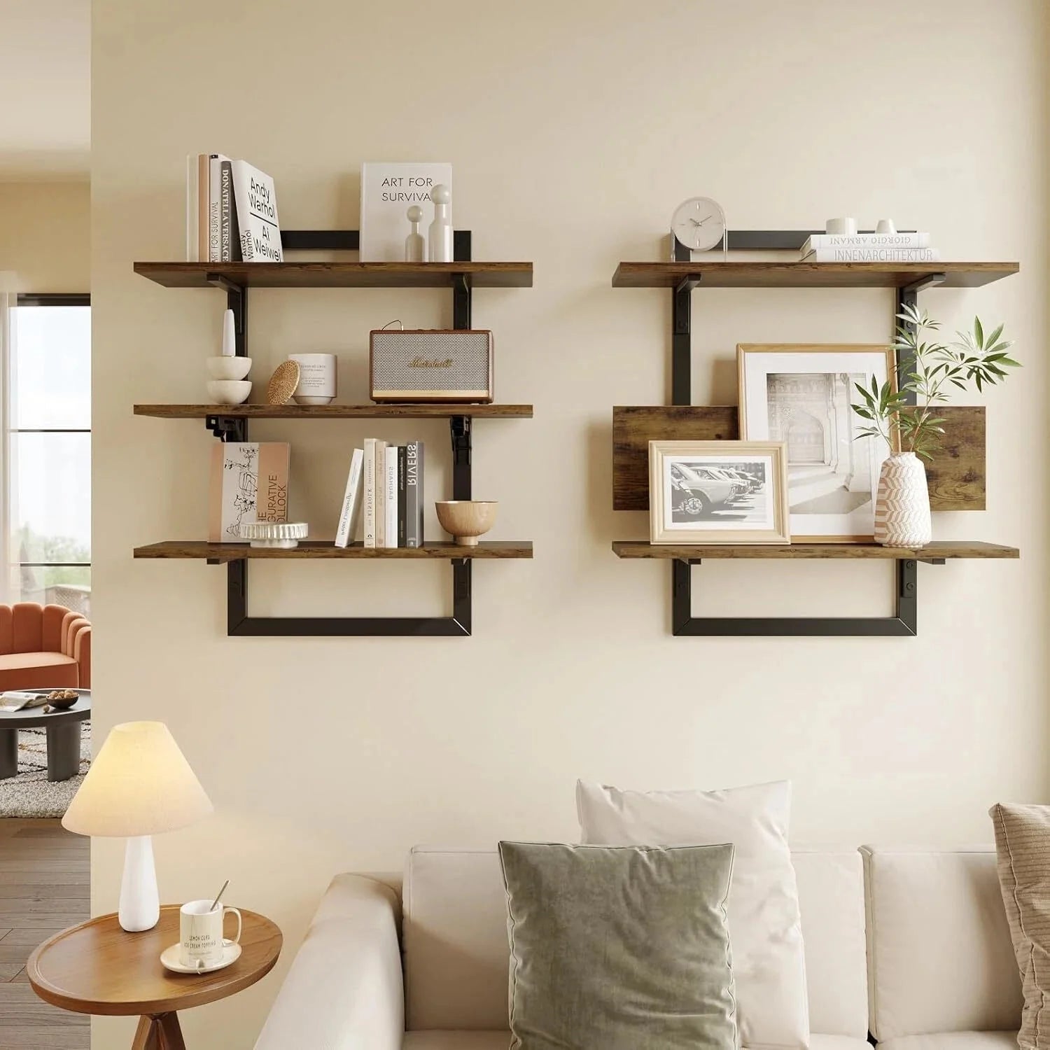 Wall Mount Floating Shelf, 24-Inch Wall Mount Shelf with Collapsible Bracket 07FC0E-D4 - KOEEK [2]