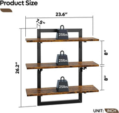 Wall Mount Floating Shelf, 24-Inch Wall Mount Shelf with Collapsible Bracket 07FC0E-D4 - KOEEK [4]