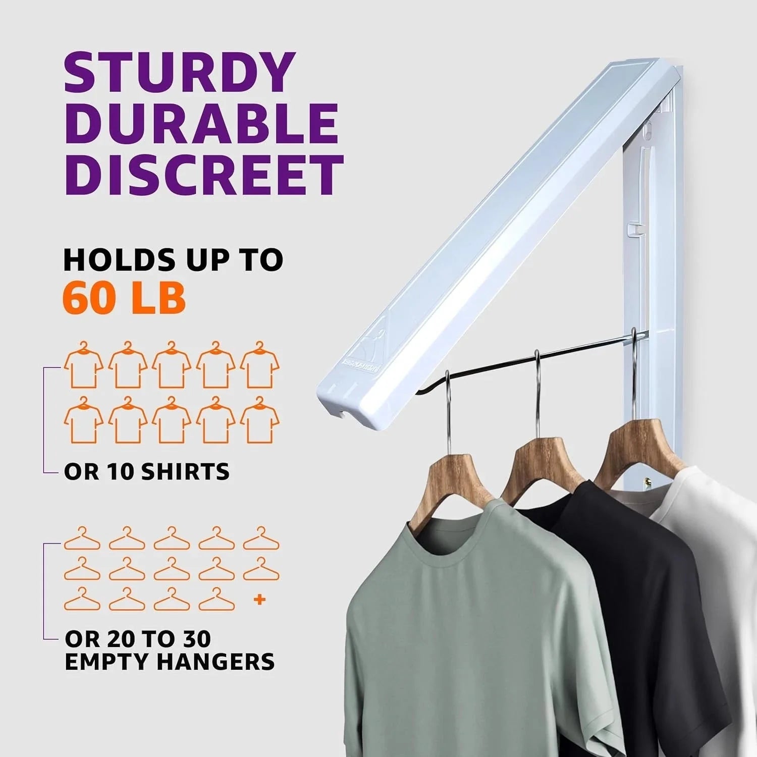 Wall-mounted clothes rack -  foldable clothes rack and storage rack 07FC0E-D4 - KOEEK [5]