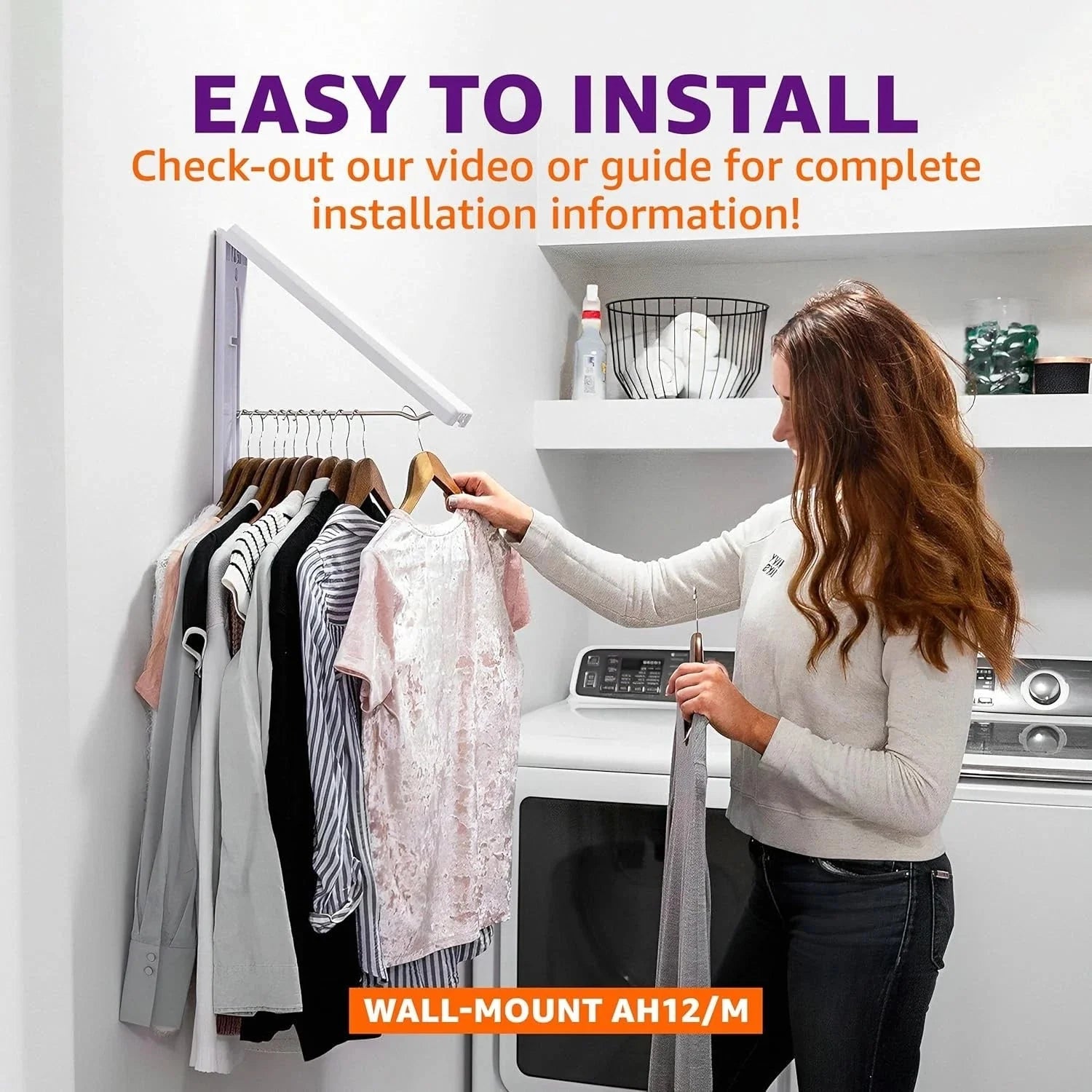Wall-mounted clothes rack -  foldable clothes rack and storage rack 07FC0E-D4 - KOEEK [6]