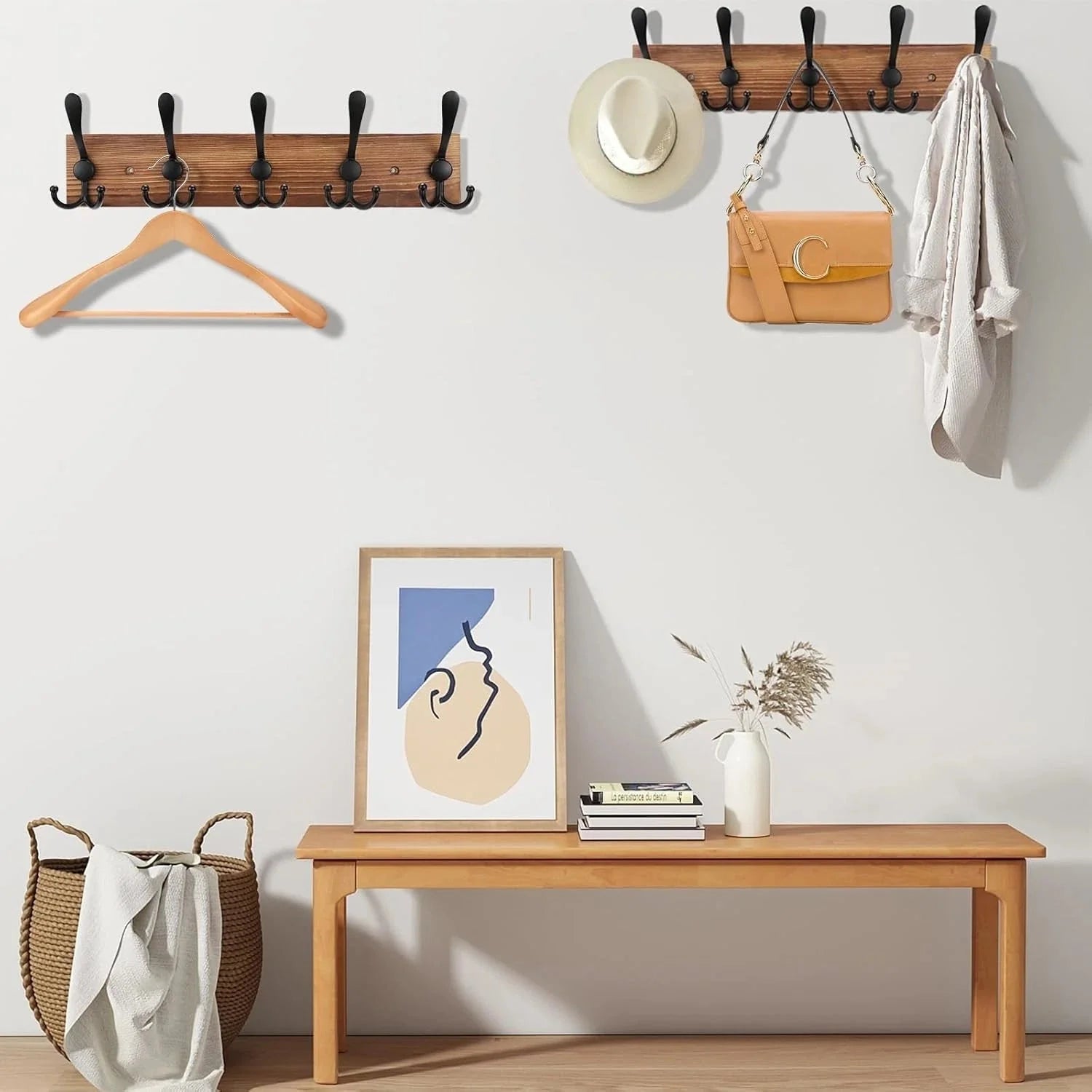 Wall-mounted coat rack Wooden hat rack Suitable for wall hooks 07FC0E-D4 - KOEEK [4]