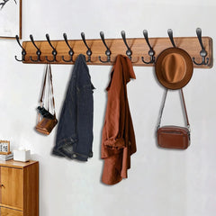Wall-mounted coat rack, 38 9/16 inches long, 10 triple hooks, brown finish 07FC0E-D4 - KOEEK [2]