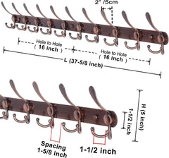 Wall-mounted coat rack - 38 inches long, 10 heavy-duty coat hooks 07FC0E-D4 - KOEEK [2]