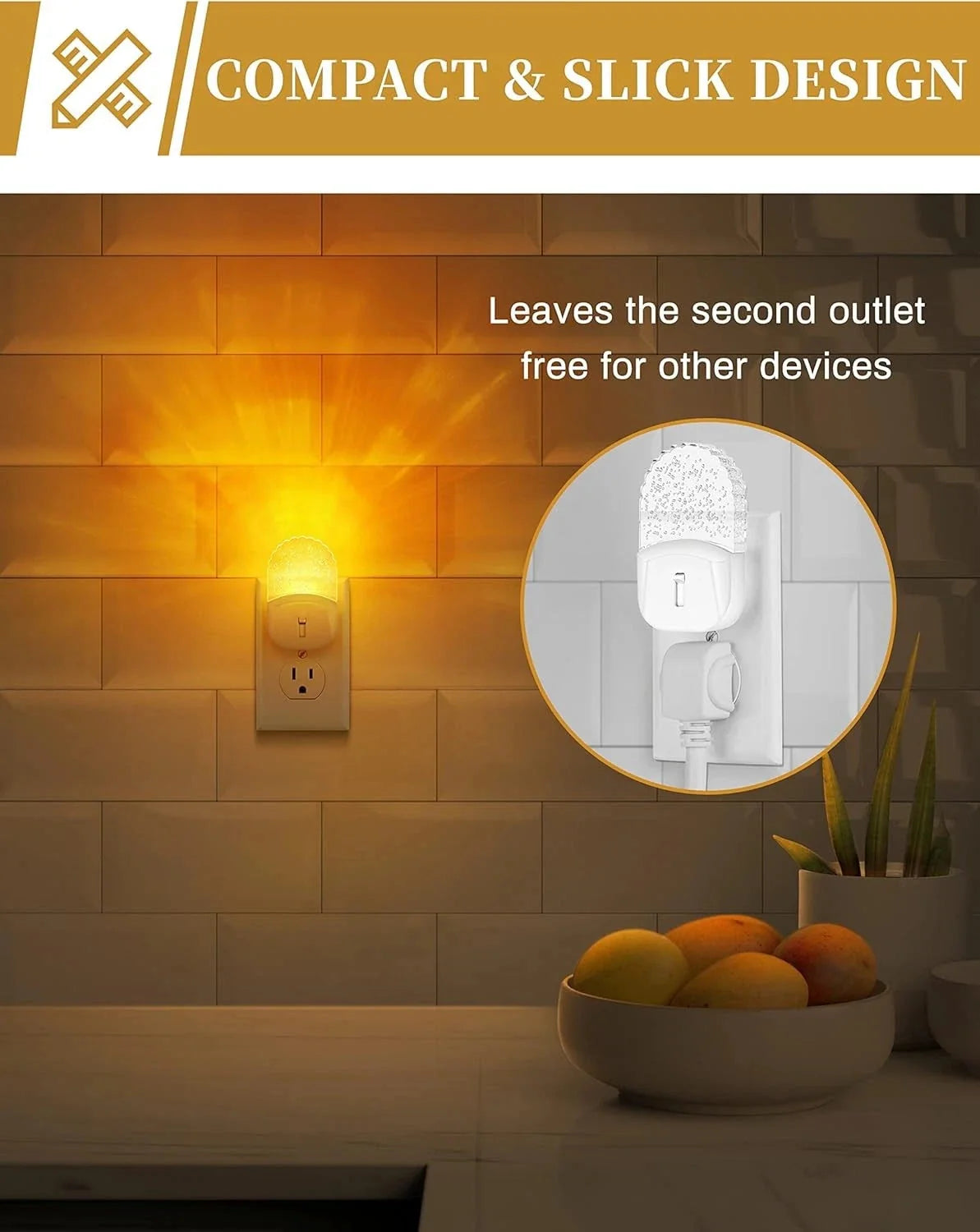 Wall-mounted night light [2-piece set], amber warm light night light, 1800K, 07FC0E-D4 - KOEEK [3]