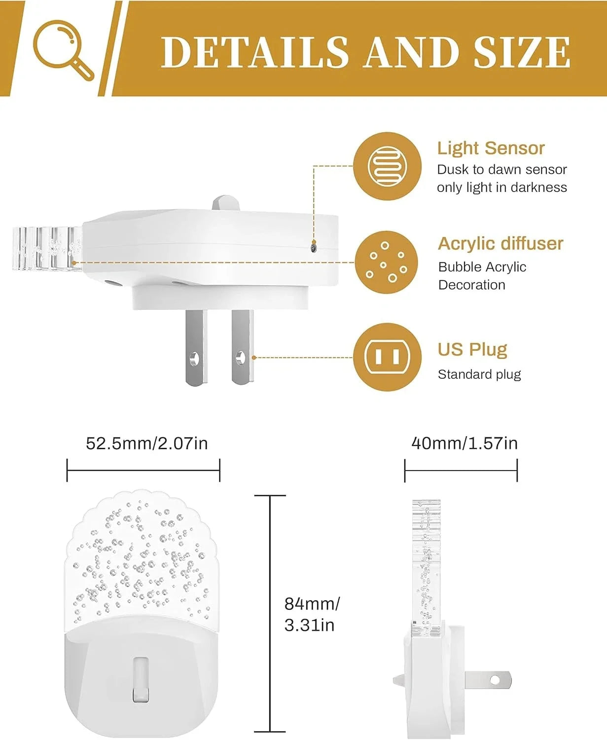 Wall-mounted night light [2-piece set], amber warm light night light, 1800K, 07FC0E-D4 - KOEEK [6]