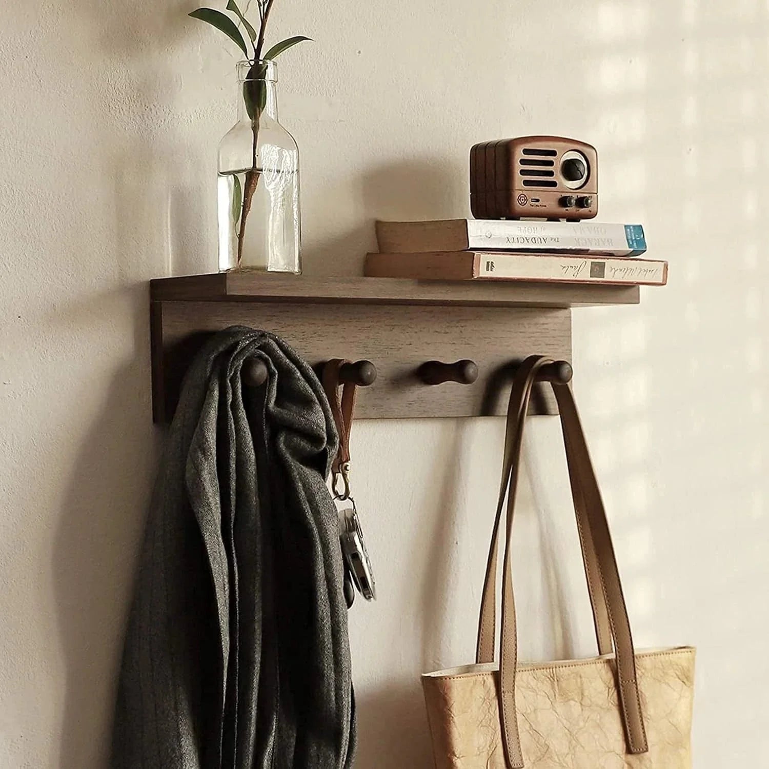Wall-mounted shelves are ideal (walnut finish-1) 07FC0E-D4 - KOEEK [3]