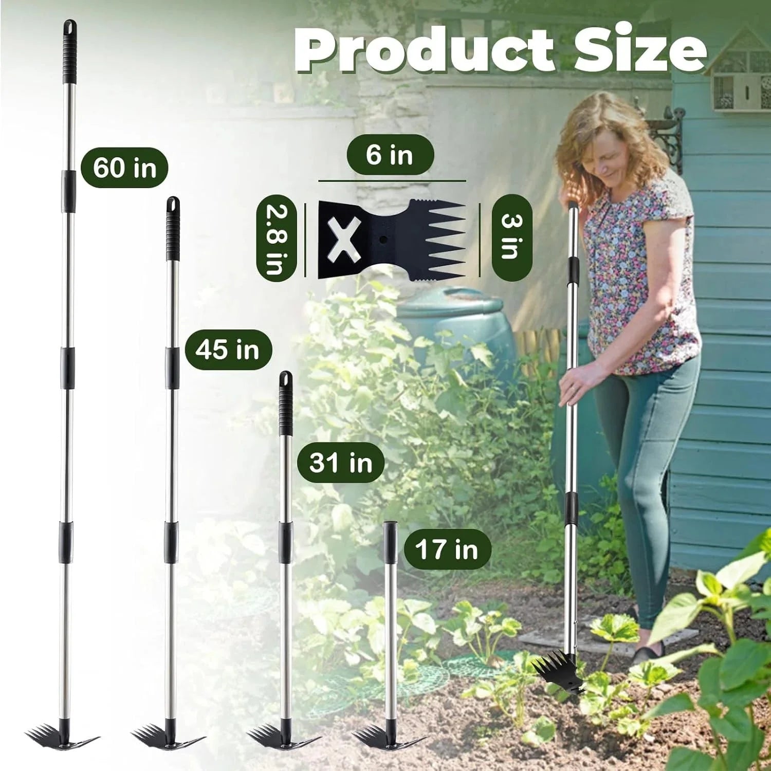 Weed Puller Tool with Long Handle -60" Manual Weeder Remover Tool,Hand Weed Rake 07FC0E-D4 - KOEEK [5]
