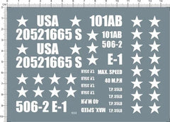 White 1/16 WWII US Army 101 Military Vehicle WILLYS Markings Model Water Decal 07FC0E-D4 - KOEEK [1]
