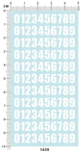 White 1/64 7mm Heigh 0-9 Numbers Motor Vehicle Sport Car Model Water Slide Decal 07FC0E-D4 - KOEEK [1]