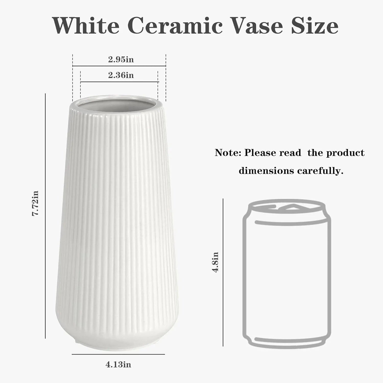 White Ceramic Vase, Small Cute Flower Vase for Pampas Grass, Home, Living Room 07FC0E-D4 - KOEEK [3]