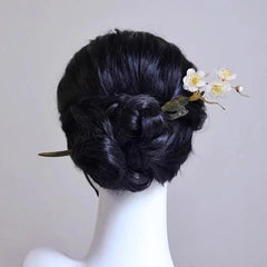 White Plum Blossom Hairpin Wooden Hanfu Hair Stick Chinese Style Women Gift 07FC0E-D4 - KOEEK [2]