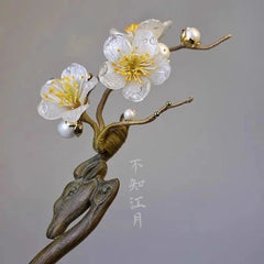 White Plum Blossom Hairpin Wooden Hanfu Hair Stick Chinese Style Women Gift 07FC0E-D4 - KOEEK [3]