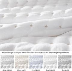 White Queen Size Quilt Bedding Sets with Pillow Shams,Lightweight Soft Bedspread 07FC0E-D4 - KOEEK [2]