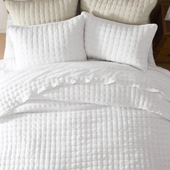 White Queen Size Quilt Bedding Sets with Pillow Shams,Lightweight Soft Bedspread 07FC0E-D4 - KOEEK [3]