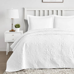 White Quilt Queen Size - Damask Ultrasonic Summer Bedspread Queen, Lightweight 07FC0E-D4 - KOEEK [2]