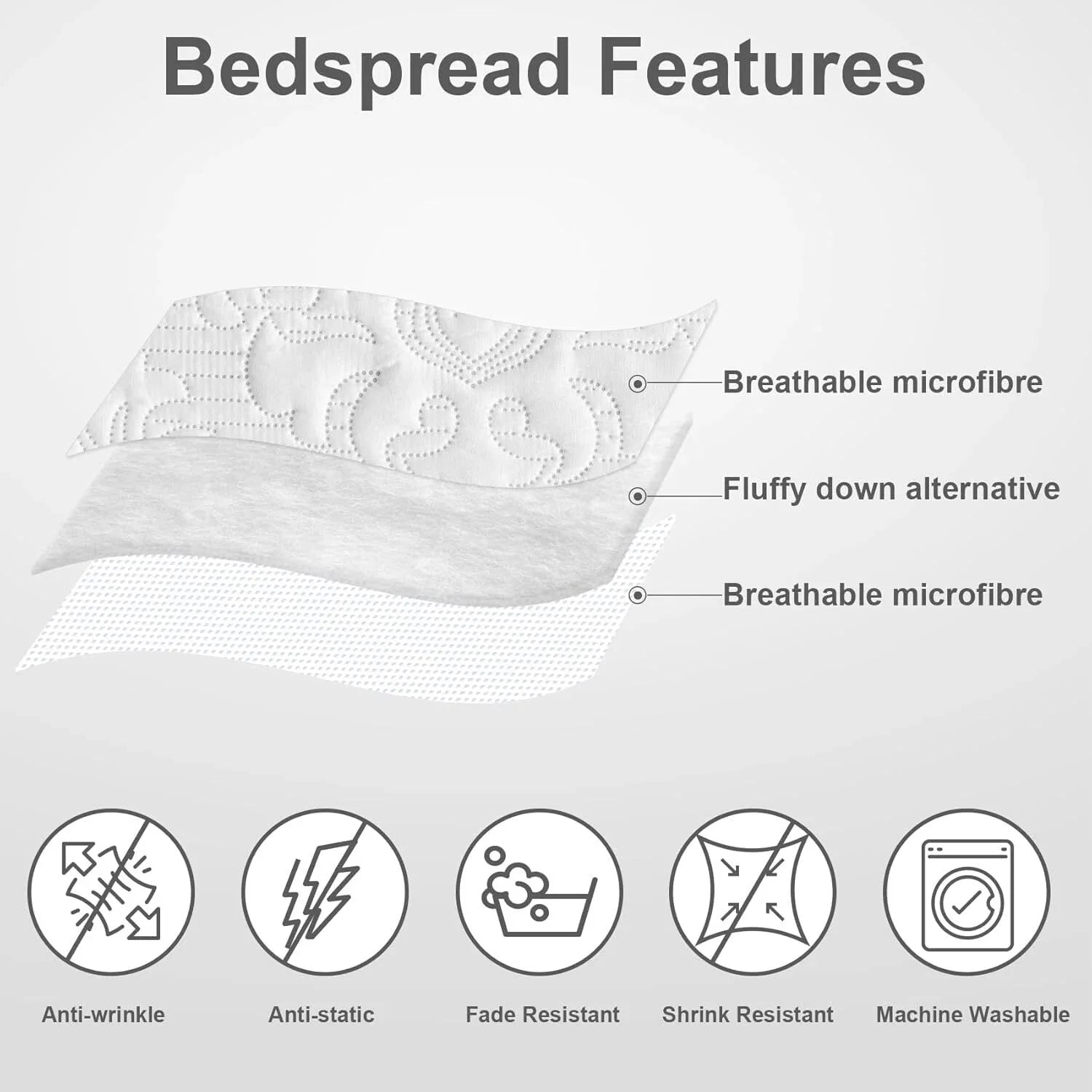 White Quilt Queen Size - Damask Ultrasonic Summer Bedspread Queen, Lightweight 07FC0E-D4 - KOEEK [3]
