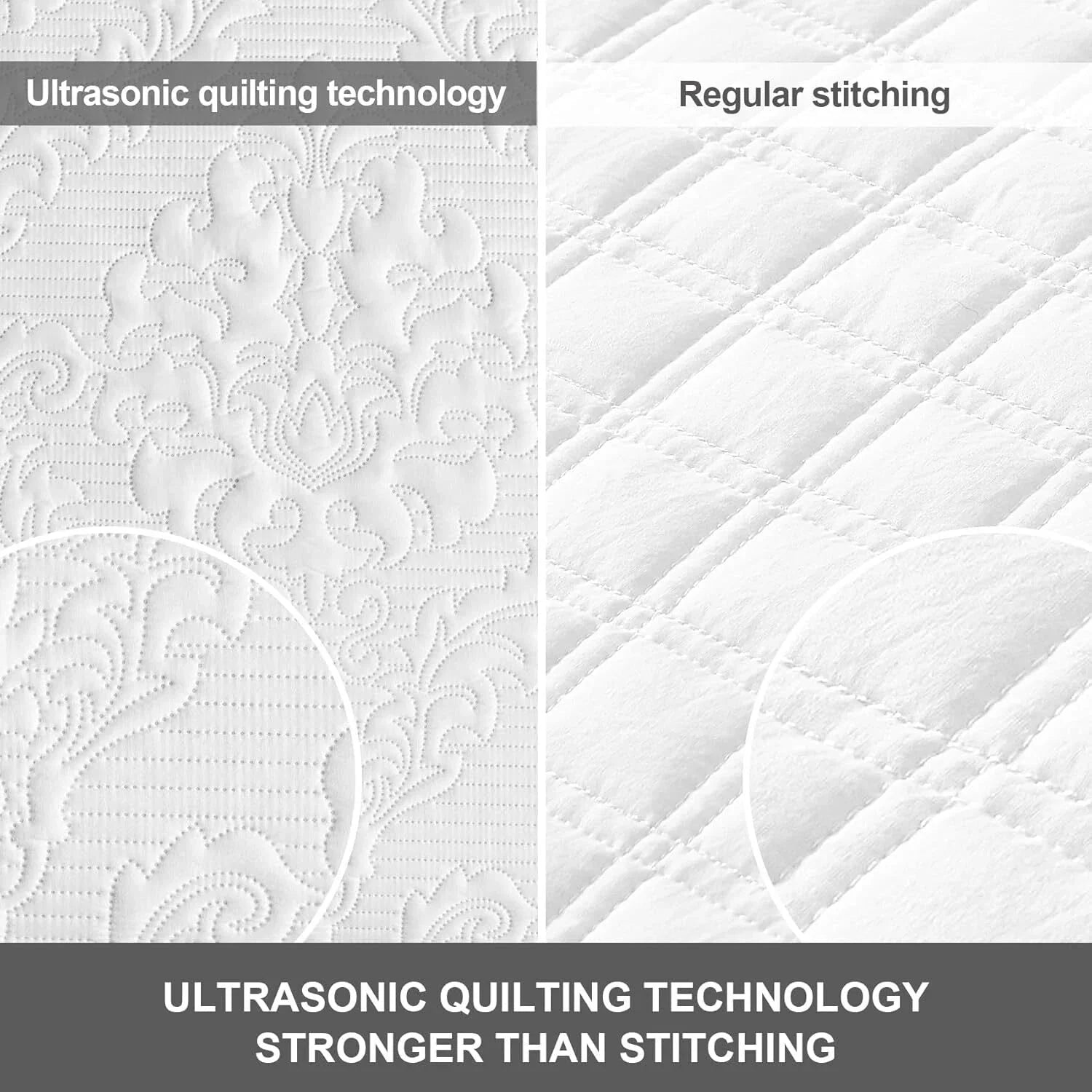 White Quilt Queen Size - Damask Ultrasonic Summer Bedspread Queen, Lightweight 07FC0E-D4 - KOEEK [4]