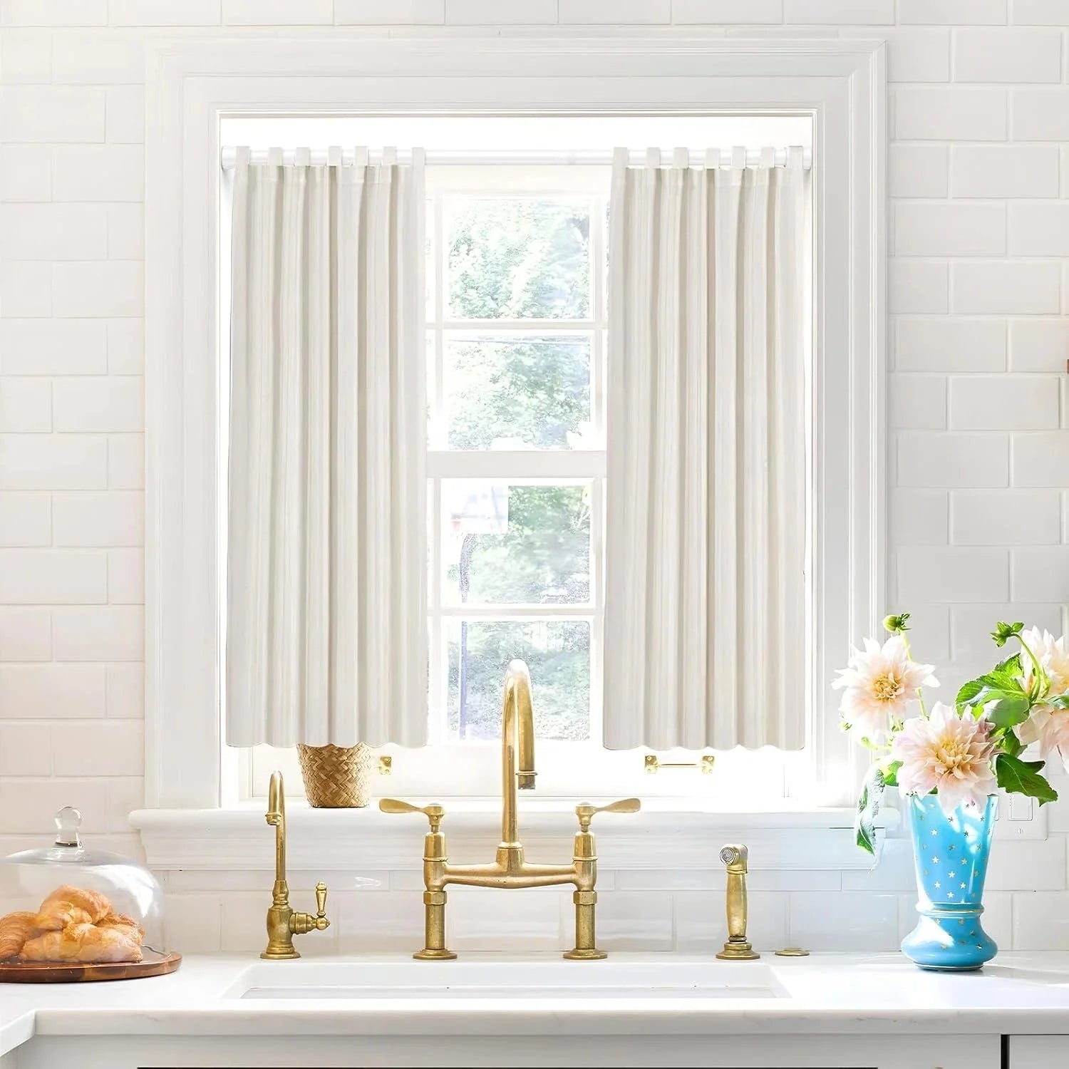 White Tension Curtain Rod for Windows 28 to 48 inch, Adjustable Expandable 07FC0E-D4 - KOEEK [6]