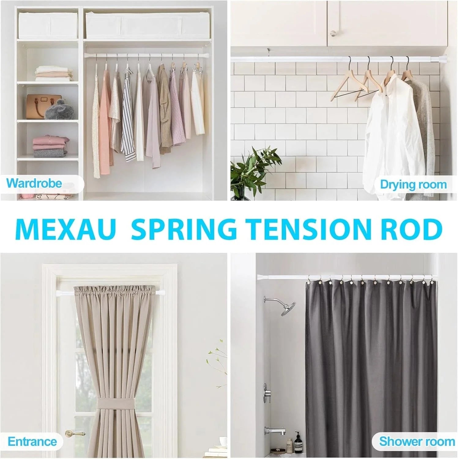 White Tension Curtain Rod for Windows 28 to 48 inch, Adjustable Expandable 07FC0E-D4 - KOEEK [7]