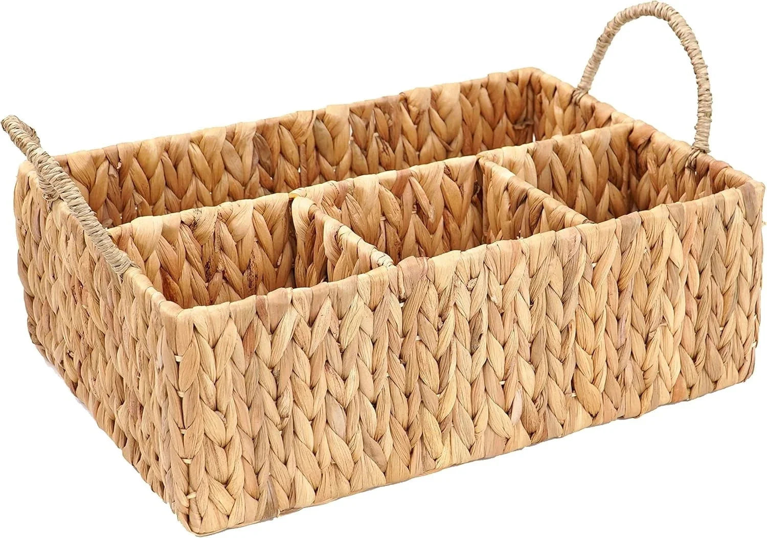 Wicker Storage Basket with Dividers Woven Natural Basket Hyacinth 07FC0E-D4 - KOEEK [1]