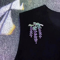 Wisteria Flower Brooch Pin Tassel Suit Coat Lapel Accessory 07FC0E-D4 - KOEEK [3]