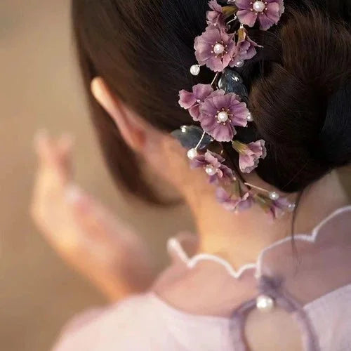 Wisteria Flower Side Hairpin Chinese Style Hanfu Hair Clip Traditional Headpiece 07FC0E-D4 - KOEEK [2]