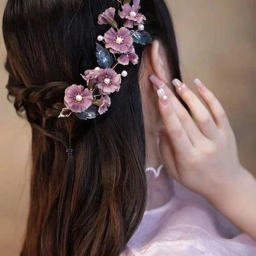 Wisteria Flower Side Hairpin Chinese Style Hanfu Hair Clip Traditional Headpiece 07FC0E-D4 - KOEEK [3]