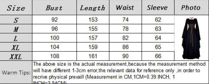 Women Girls Vintage Medieval Long Dress Renaissance Gothic Gown Cosplay Costume 07FC0E-D4 - KOEEK [3]