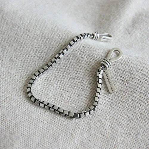 Women's 925 Silver Plating Beads Handmade Retro Geometric Bracelet Gift 07FC0E-D4 - KOEEK [2]