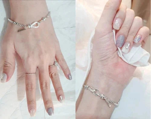Women's 925 Silver Plating Beads Handmade Retro Geometric Bracelet Gift 07FC0E-D4 - KOEEK [3]