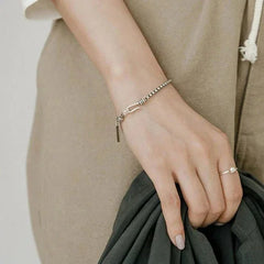 Women's 925 Silver Plating Beads Handmade Retro Geometric Bracelet Gift 07FC0E-D4 - KOEEK [4]