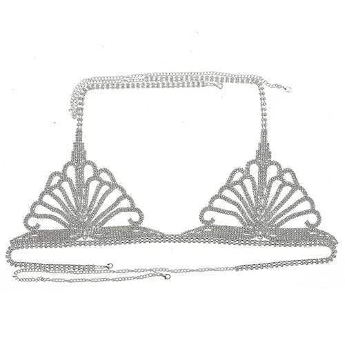 Women's Rhinestone Chain Lingerie Bra Thong Set Bikini Body Jewelry Chain Gift！！ 07FC0E-D4 - KOEEK [6]
