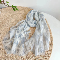 Womens  Flax Linen Floral Scarf Garden Flower Print Shawl Stole Neckerchief 07FC0E-D4 - KOEEK [2]