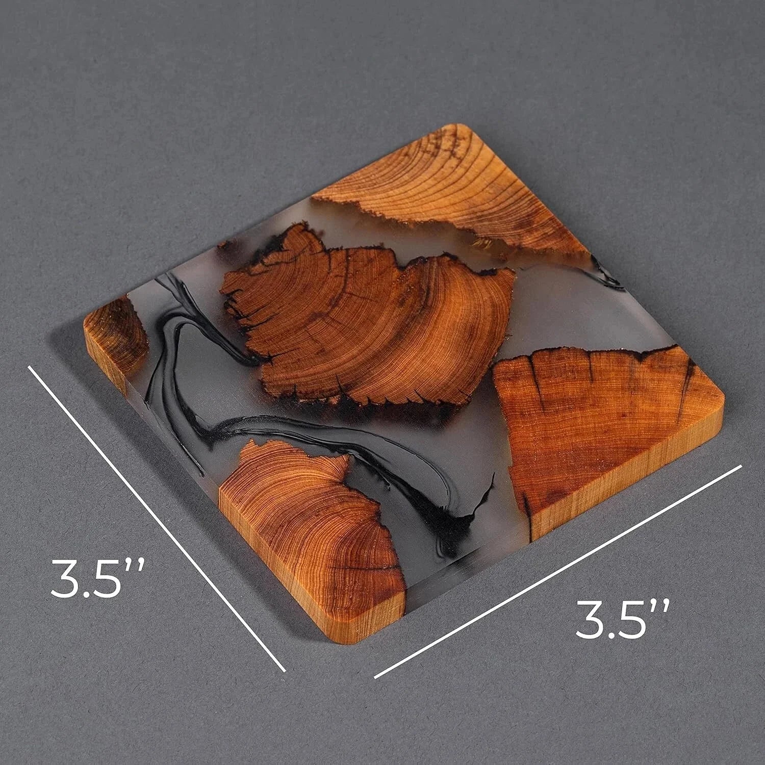 Wooden Coaster Set, Modern Epoxy Coasters with Brackets, Cedar Wood Coasters 07FC0E-D4 - KOEEK [5]