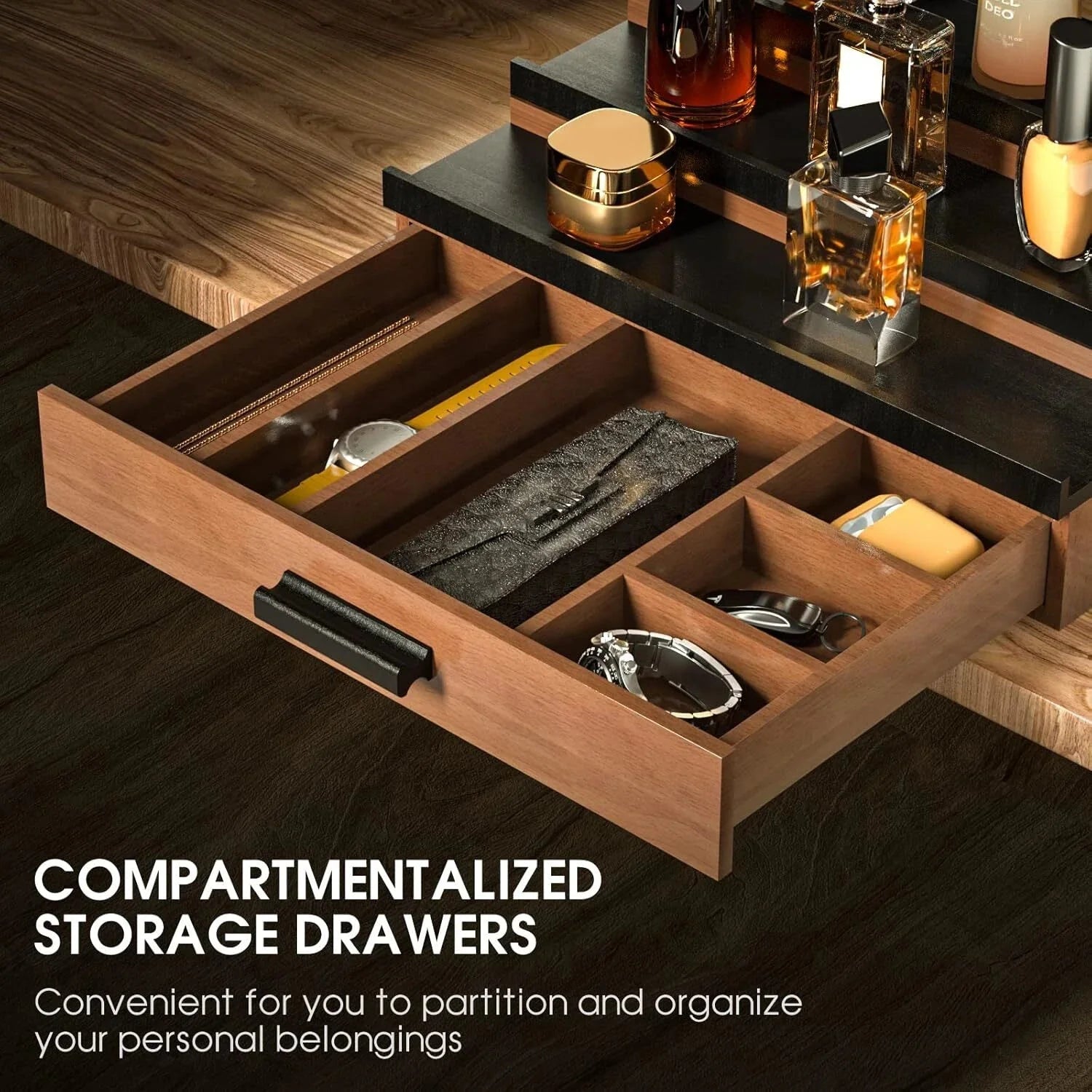 Wooden Men's Cologne Organizer 3 Tier Elevated Cologne Display Rack 07FC0E-D4 - KOEEK [1]