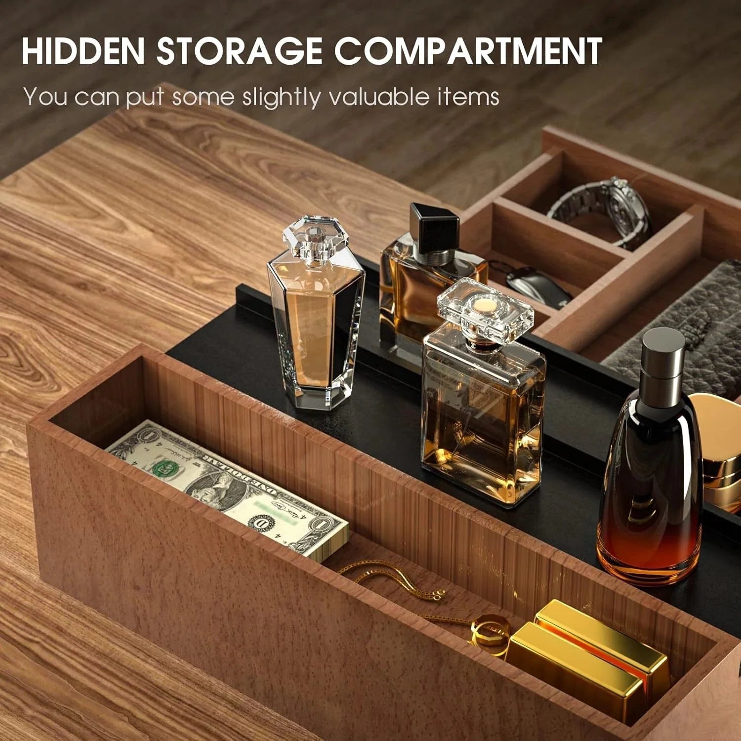 Wooden Men's Cologne Organizer 3 Tier Elevated Cologne Display Rack 07FC0E-D4 - KOEEK [3]