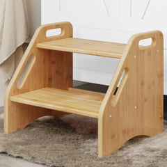 Wooden Step Stool, Two Step Stools, 300 lb. Load Capacity, (Natural) 07FC0E-D4 - KOEEK [1]