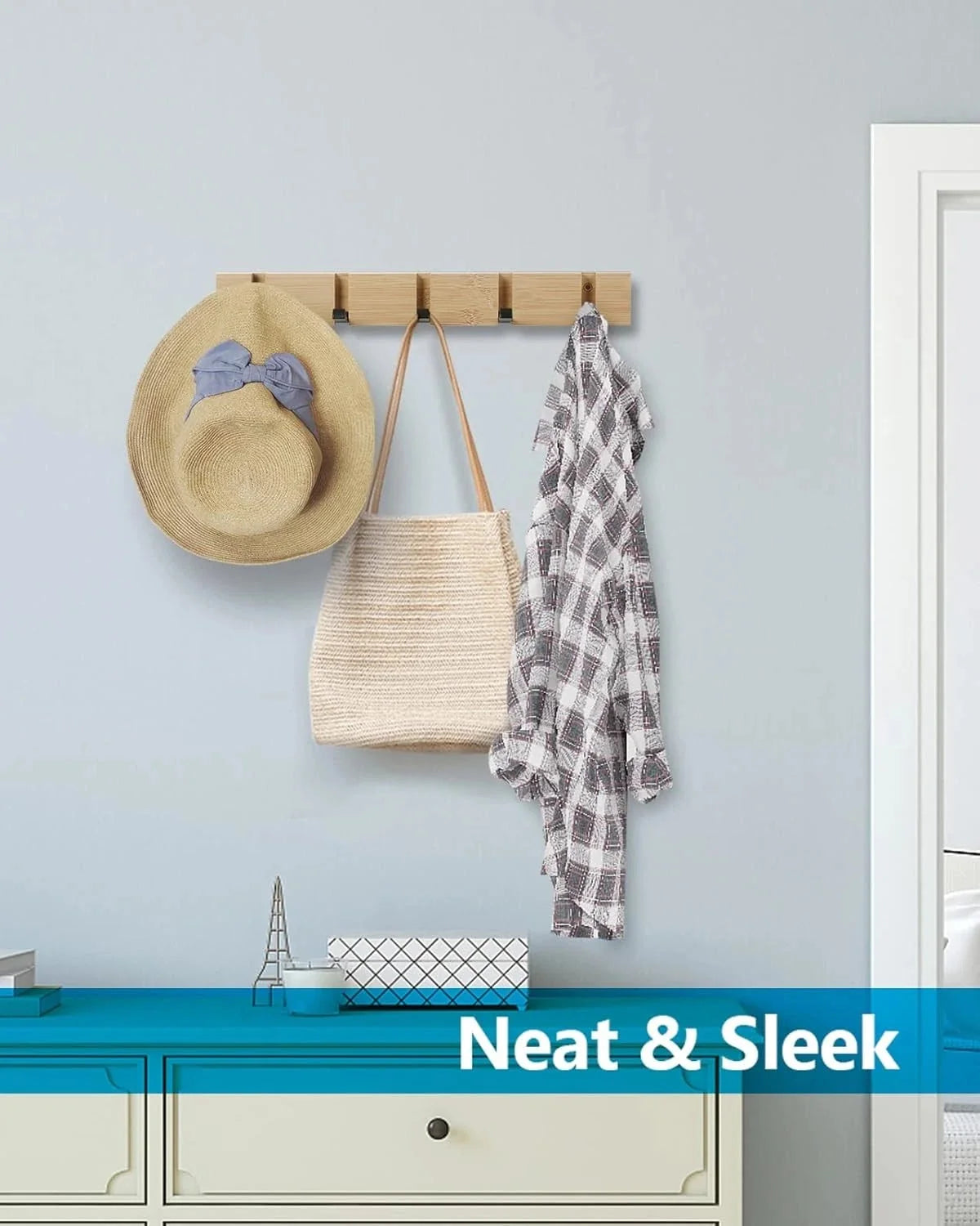 Wooden coat hook coat rack wall-mounted, space-saving coat rack 07FC0E-D4 - KOEEK [6]