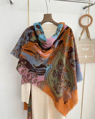 Wool Square Shawl Scarf Bandanna plate Print 190X130cm Neckerchief Wrap 07FC0E-D4 - KOEEK [1]