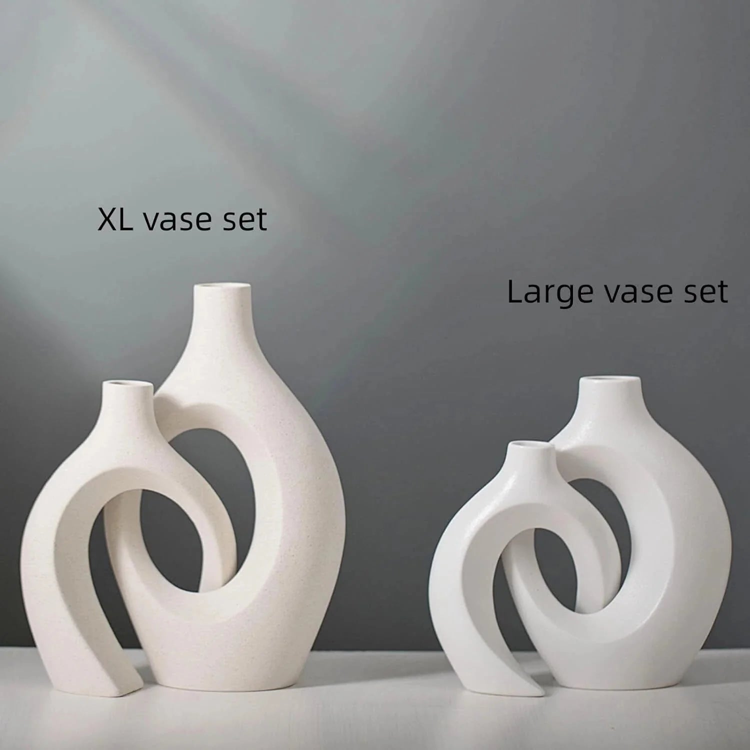 XL Beige Ceramic Vase Set of 2 for Modern Home Decor, Eclectic Entryway Modern 07FC0E-D4 - KOEEK [2]