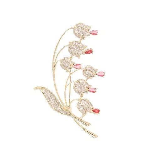 Zircon Inlaid Lily Of The Valley Brooch Women Cardigan Coat Pin Jewelry 07FC0E-D4 - KOEEK [3]