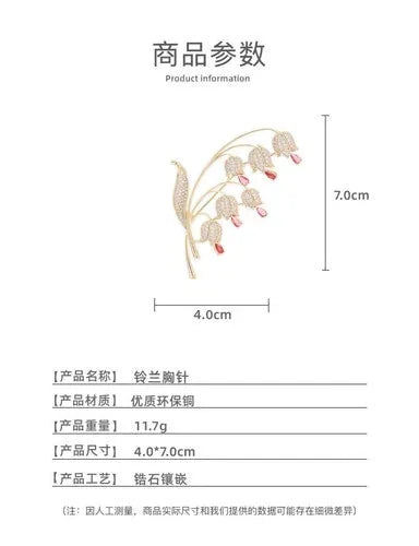 Zircon Inlaid Lily Of The Valley Brooch Women Cardigan Coat Pin Jewelry 07FC0E-D4 - KOEEK [4]