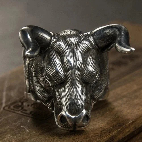 Zodiac Ring Vintage Silver Tone Adjustable Open Band Men Jewelry for Birth Year 07FC0E-D4 - KOEEK [4]