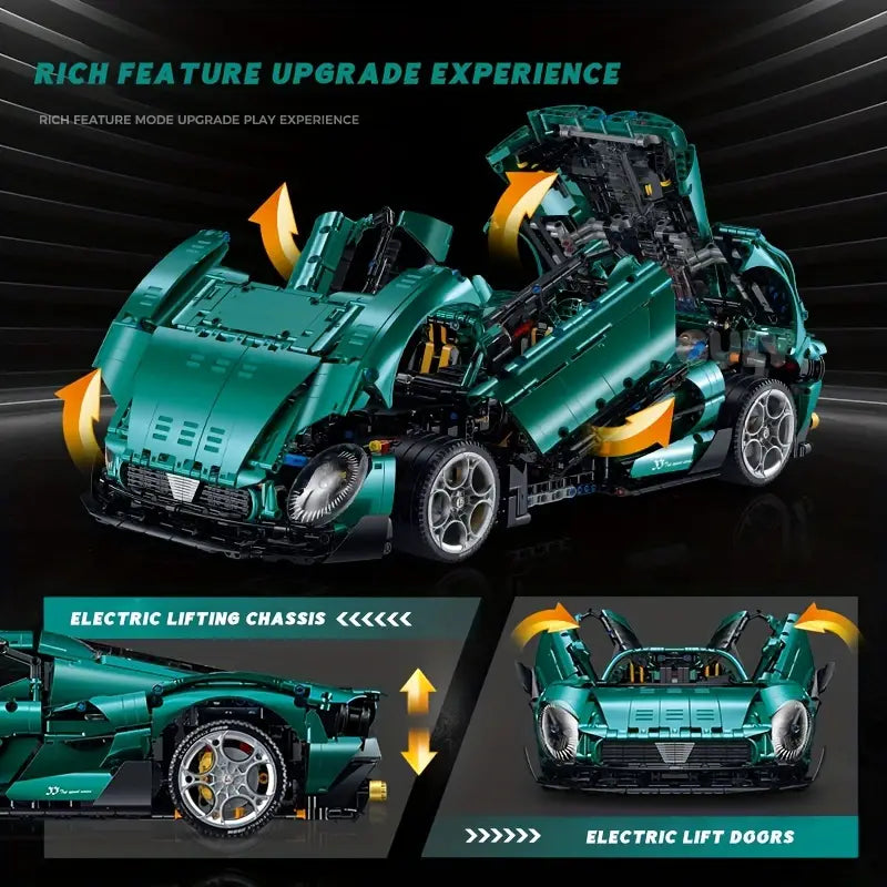 [4208pcs Supercar Assembly Kit] Ultimate Supercar Assembly Kit - 1:8 Scale Sports Car Model, 4208pcs Building Set for Adults & Teens, Perfect Gift for Birthdays, Halloween & Christmas, HARTORFIC HARTORFIC - KOEEK