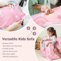 new Kids Couch, 2-in-1 Toddler Sofa Fold Out, Soft Chair for Pink Unicorn 07FC0E-D4 - KOEEK