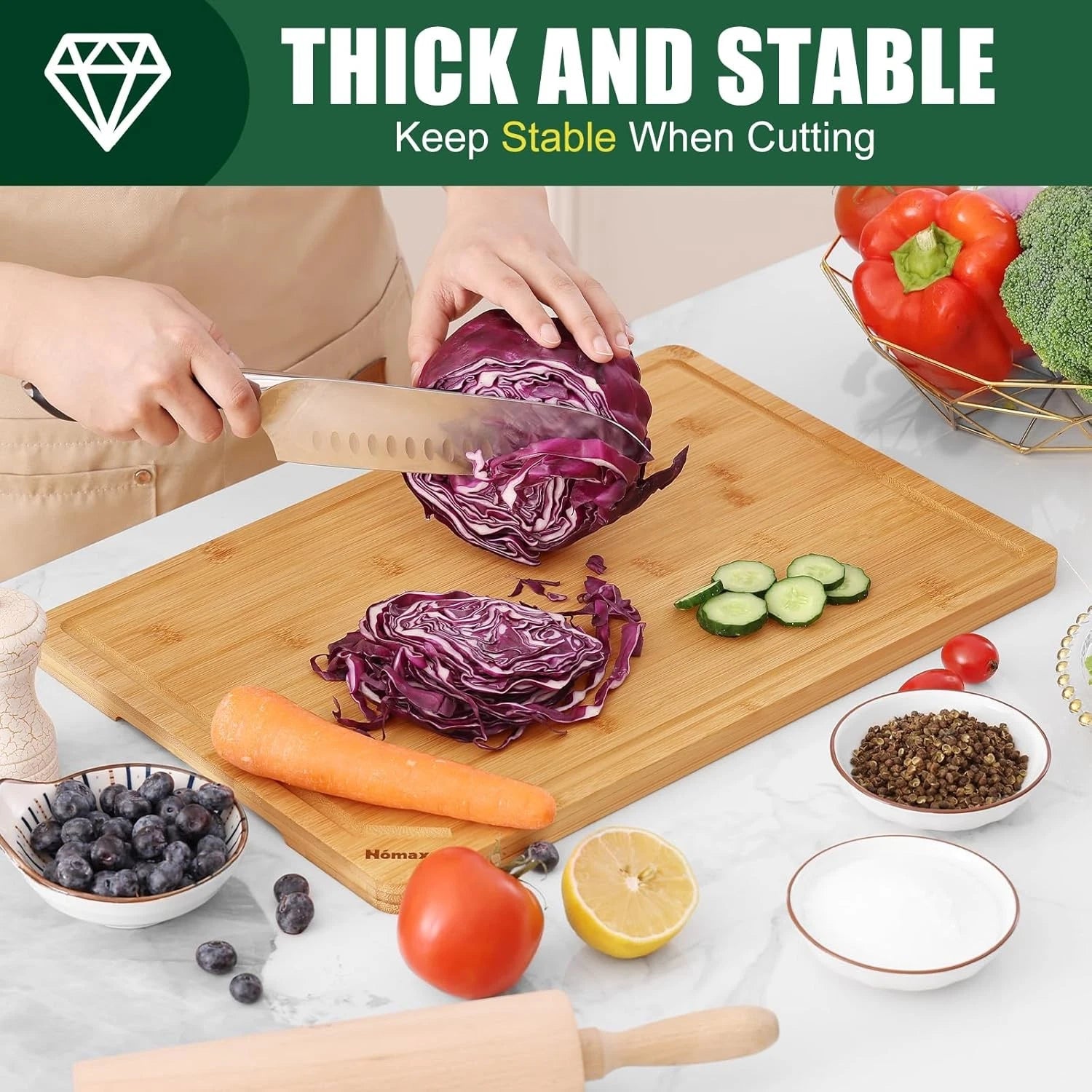 Extra Large Cutting Board with Juice Groove and Handle, Cold Meat Cutting Board 07FC0E-D4 - KOEEK