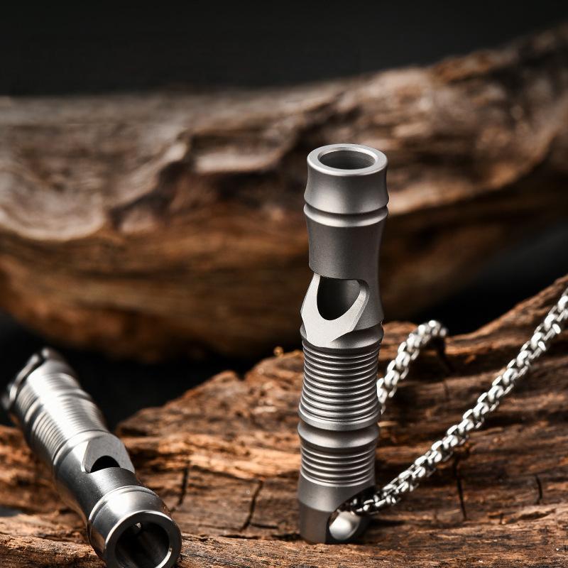 EDC Mini Titanium Emergency Whistle Survival Safety Whistle Outdoor Camping Gift 07FC0E-D4 - KOEEK