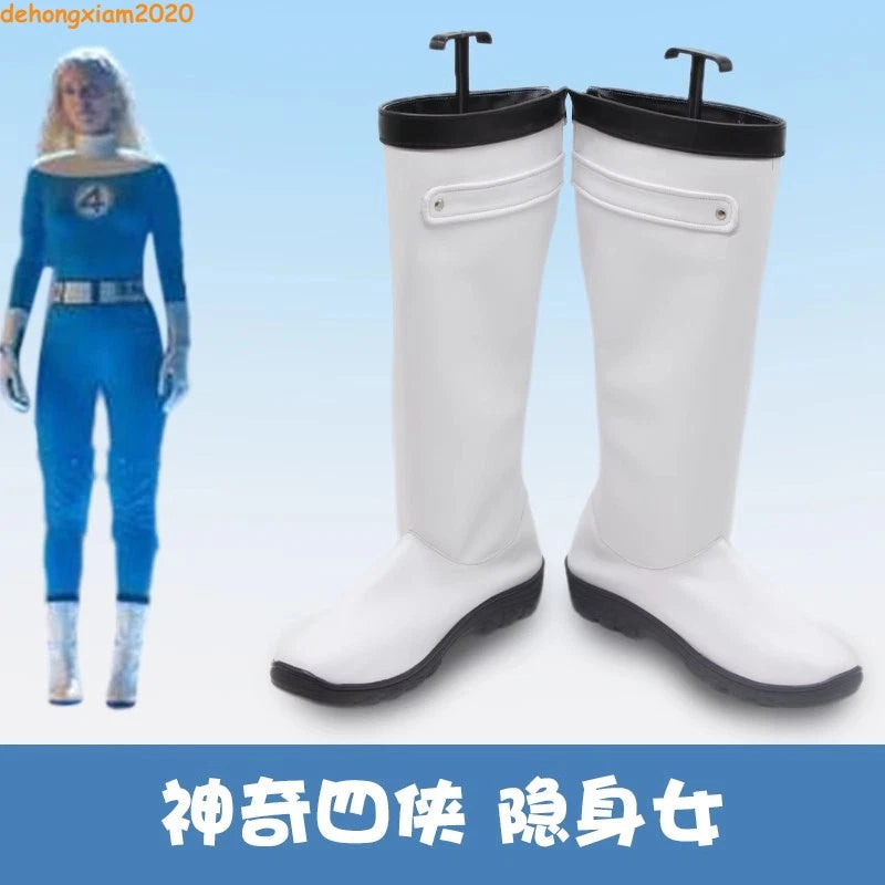 The Fantastic Four: First Steps Invisible Woman Shoes Halloween White Long Boots 07FC0E-D4 - KOEEK